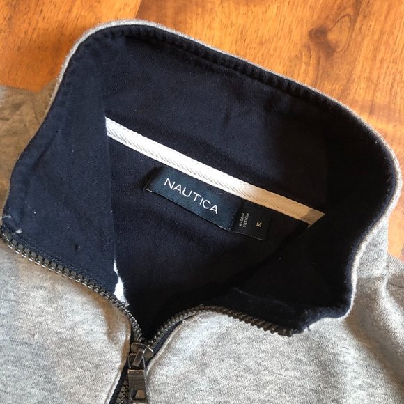 VINTAGE NAUTICA 1/4 ZIP SWEATER GREY MEDIUM - Picture 3 of 4